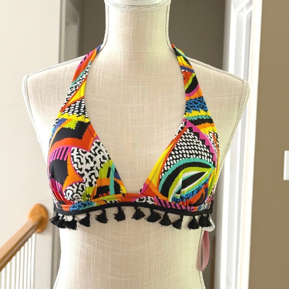 Antigel by Lise Charmel La Maasai EthnoGraphic Tassel Triangle Bikini Top‎ NWT L